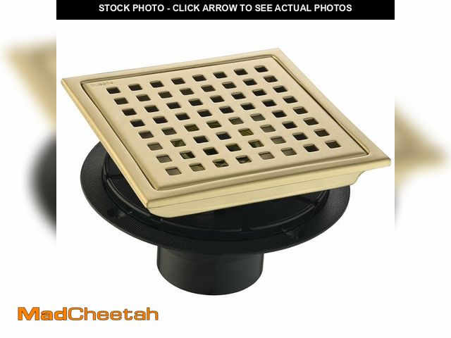 Lot 74-12980049 - YANCASENO 6 Inch Square Shower Floor Drain with Flange,Quadrato Pattern Grate Removable,Food-Grade S...