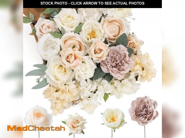 Lot 74-12306633 - Floweroyal Artificial Flowers Combo White Flowers Mix Silk Flowers Dahlia Roses with Stems for DIY W...