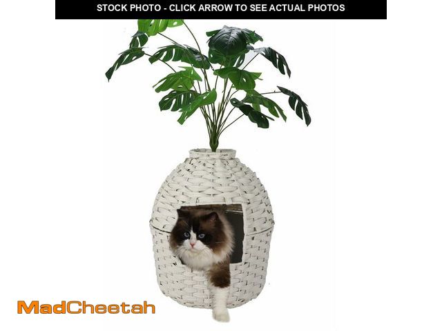 Lot 74-12863304 - Petsome Cat Litter Box Enclosure with Fake Plant, Plant Hidden Litter Box for Large Cat, Handwoven R...
