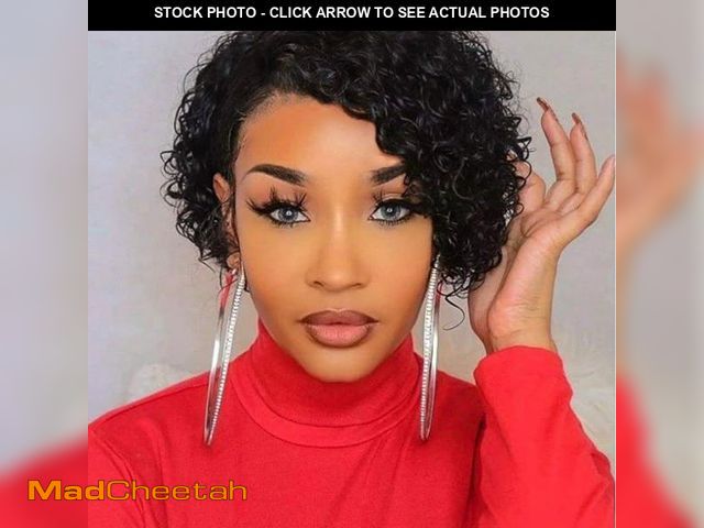 Lot 74-12312032 - Quantum Love Human Hair Wigs for Black Women Short Curly Human Hair Side Part Wig Pixie Cut Brazilia...