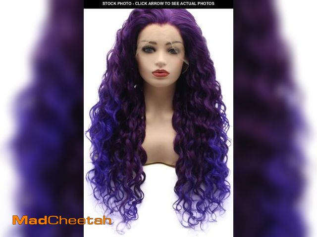 Lot 74-12329132 - Meiyite Hair Curly Long 26inch Purple Root Light Purple Ombre Half Hand Tied Heavy Density Synthetic...