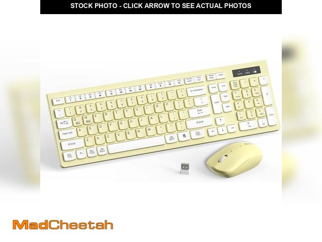 Lot 74-14578956 - Wireless Keyboard and Mouse Combo Silent for Office and Home(Canary Yellow) - UNUSED