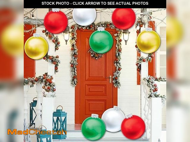 Lot 74-9449467 - 9 PCS Outdoor Christmas Decorations, Large Inflatable Christmas Balls, Christmas Ornaments Decor for...