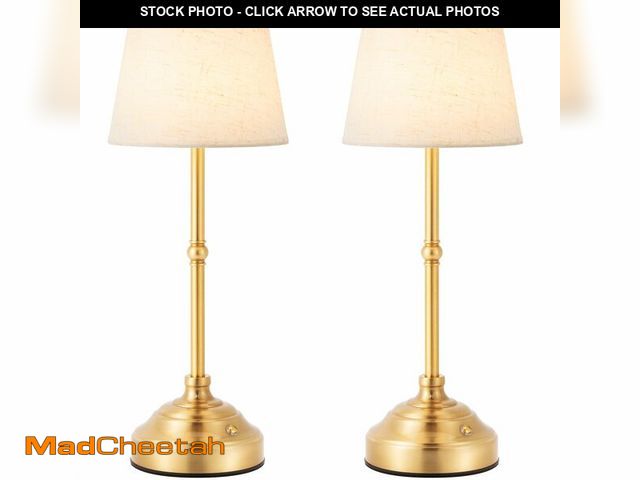 Lot 74-13962176 - keysays 2 Pack Cordless Table Lamp, Rechargeable Desk Lamp with Fabric Shade, Battery Operated Lamp ...