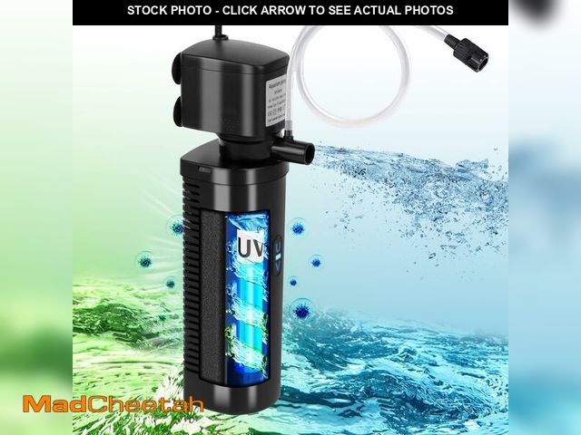 Lot 74-14153570 - TARARIUM Aquarium Filter U-V for 20-75 Gallon, 200GPH Fish Tank Filter w/ 5W U-V Light Green Clean M...