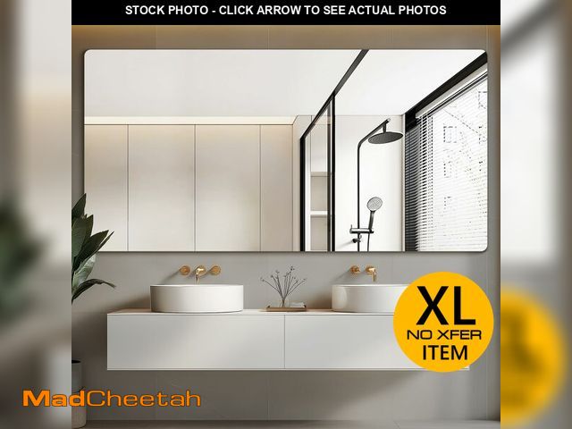 Lot 74-12660252 - Mirrorons 72 x 36 Frameless Bathroom Mirror, Rounded Corner Bathroom Vanity Mirror, Modern Wall Moun...