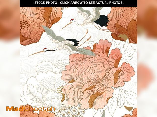Lot 74-12443891 - VEELIKE Oriental Japanese Crane Peel and Stick Heron Bird Vintage Floral Wallpaper 17.7''x354'' Remo...