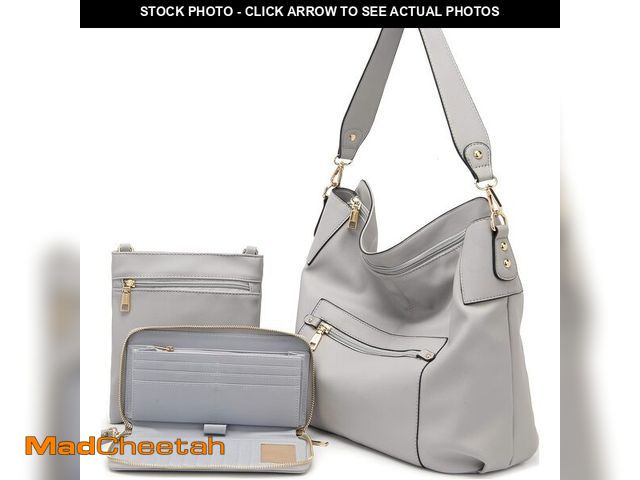 Lot 74-14149577 - Large Crossbody Bags Ladies Shoulder Handbags Purse and Wallet Set for Women Hobo Purses Grey - UNUS...