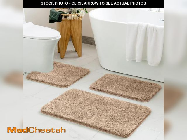 Lot 74-12310248 - MIULEE Bathroom Rugs Sets 3 Piece Including U Shaped Toilet Rug - Soft Absorbent Bath Mats Set with ...