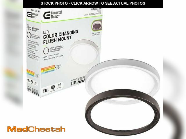 Lot 74-12893514 - Commercial Electric 11 in. White, Oil Rubbed Bronze Trims 1000 Lumens LED Flush Mount Ceiling Light ...