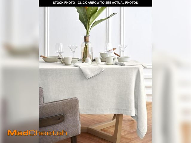 Lot 74-11909798 - Solino Home Linen Tablecloth 70 x 132 Inch - 100% Pure Linen Light Flax Table Cloth for Rectangle Ta...