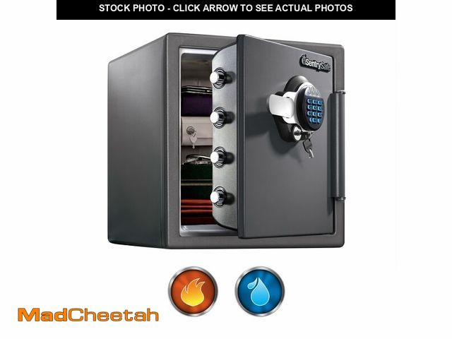 Lot 74-13123594 - SentrySafe Waterproof and Fireproof Alloy Steel Digital Safe Box for Home with Code Button Keypad, 1...