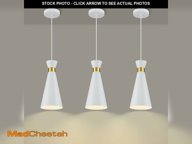 Lot 74-13539217 - 2026 New White and Gold Pendant Lights Kitchen Island 3 Pack, 5.9" Mini Modern Brass White Island Li...