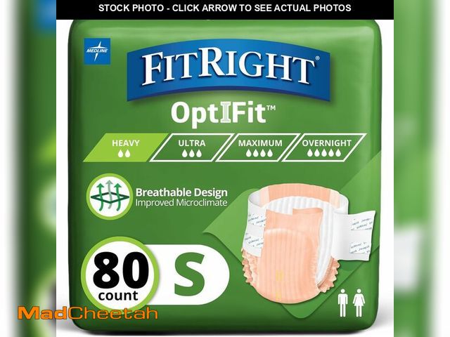 Lot 74-13041347 - FitRight OptiFit Extra Adult Briefs, Incontinence Diapers with Tabs, Moderate Absorbency, Small, 20 ...
