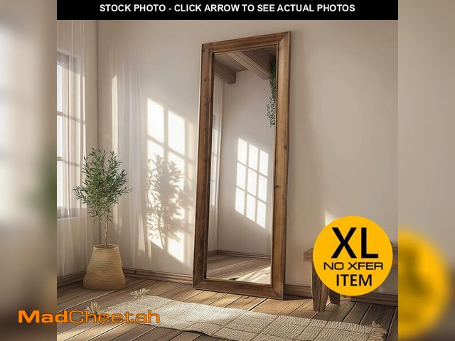 Lot 74-12571984 - MELOMOIR Rustic Farmhouse Full Length Mirror, 64"x21" Wood Frame Floor Mirror, Free Standing Mirror ...