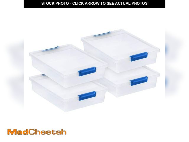 Lot 74-14320535 - IRIS 5 Qt. Plastic Storage Clip Box, Clear (4-Pack) - UNUSED