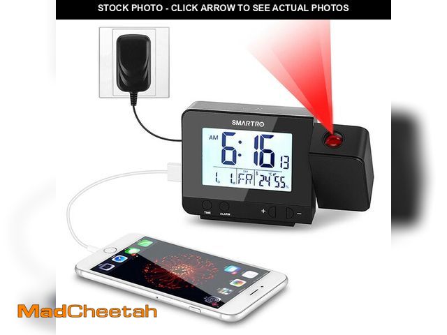 Lot 74-12977880 - SMARTRO Digital Projection Alarm Clock for Bedrooms with Indoor Thermometer Hygrometer, USB Charger,...