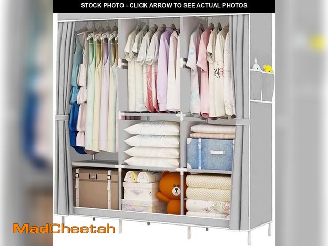 Lot 74-12487733 - YOUPINS Clothes Organizer 3 Hanging Rod Shelf Portable Closet with Cover Clothes Rack Standing Close...