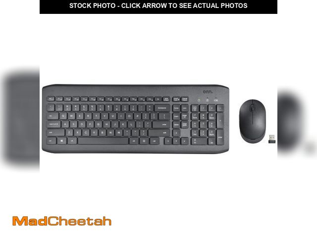 Lot 74-12537842 - (MISSING USB) onn. 100009054 Wireless 104 Keys Full Keyboard and 5-Button Mouse, Easy Connect USB Re...