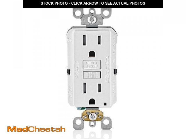 Lot 74-11826393 - Leviton 15 Amp Self-Test Smartlock Pro Duplex Tamper Resistant GFCI Outlet White with White Buttons ...