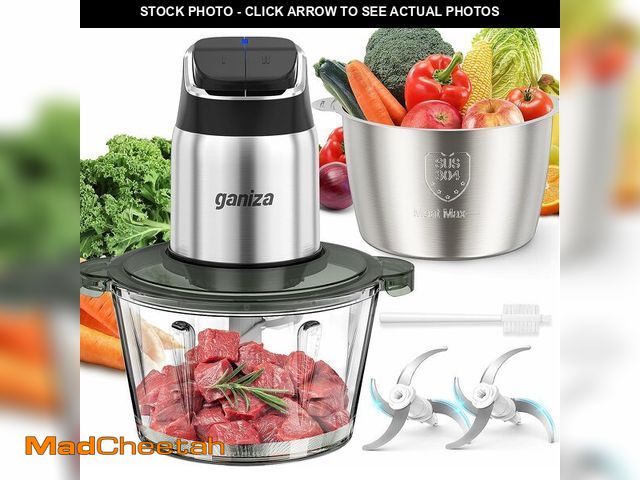 Lot 74-12679765 - Ganiza Food Processor, 2-Speed Food Chopper Meat Grinder with 8 Cup Stainless Steel &amp; 8 Cup Glas...