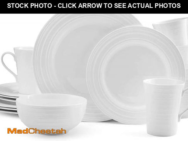 Lot 74-12192383 - Mikasa Ciara 16 Piece Bone China Dinnerware Set, Service for 4, Lightweight and Durable Plates Bowls...