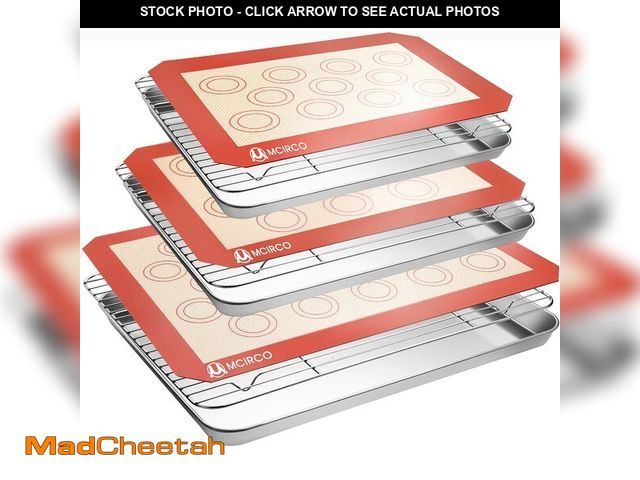 Lot 74-14272629 - Stainless Steel Baking Sheet Tray Cooling Rack with Silicone Baking Mat Set, Cookie Pan with Cooling...