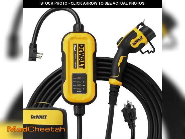 Lot 74-12690956 - DEWALT Level-2 Portable Electric Vehicle EV Charger up to 16 Amps, 120-240-Volt AC 3.8 KW, 25 Ft. Ca...