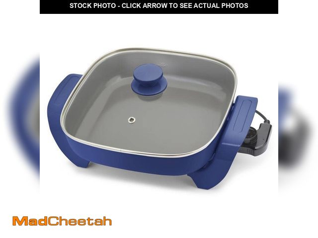 Lot 74-14254495 - GreenLife 12 in. 5 qt. Night Blue Square Ceramic Nonstick Electric Skillet - USED