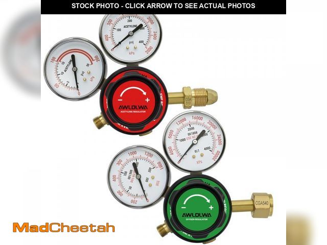 Lot 74-12303643 - AWLOLWA Oxygen &amp; Acetylene Regulators - Compatible with Medium Duty Welding Gas Torch - CGA540 a...