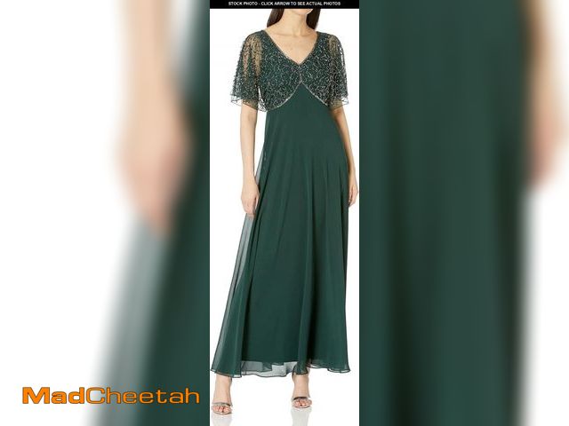 Lot 74-12398002 - J Kara womens V Neck Kimono Sleeve Empire Waist Beaded Long Dress, Hunter Multi, 12 - UNUSED