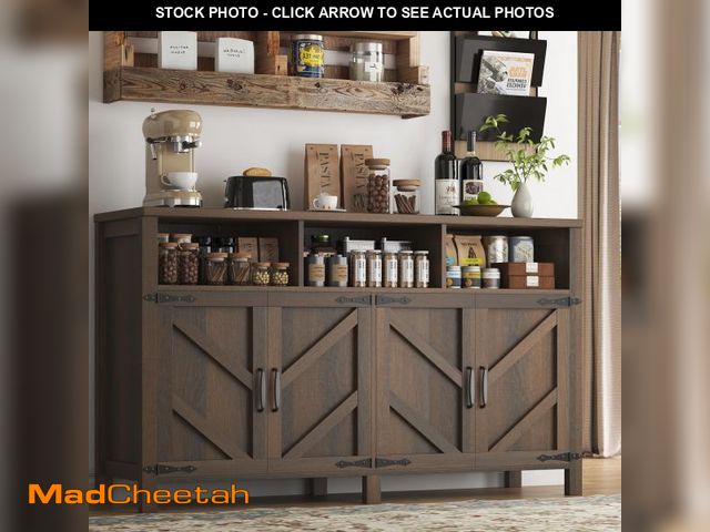 Lot 74-12389669 - knoworld Buffet Sideboard with Storage Farmhouse with 4 Doors, 55'' Large Kitchen Storage Cabinet Wo...