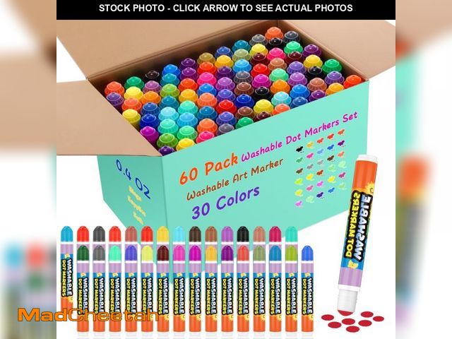 Lot 74-12305268 - Crtiin 60 Pack Washable Dot Markers Set 30 Assorted Colors Bingo Daubers Bulk 0.4oz Dot Art Paint Ma...