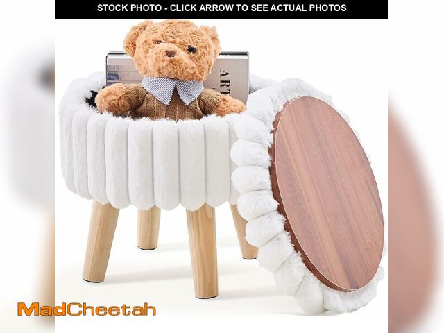 Lot 74-13710840 - Wimarsbon Storage Ottoman,Soft Faux Fur Footstool with Padded Seat, Small Reading Vanity Chair, Foot...