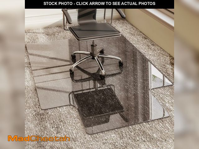 Lot 74-12894634 - GLSLAND Irregular Tempered Glass Floor Mat - 36" x 48" Office Chair Mat for Carpet Clear Duty Hard R...