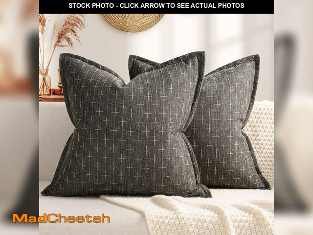 Lot 74-12980387 - ZWJD Pillow Covers 20x20 Set of 2 Soft Polyester Textured Pillow Covers with Stylish Flange Edge Coz...