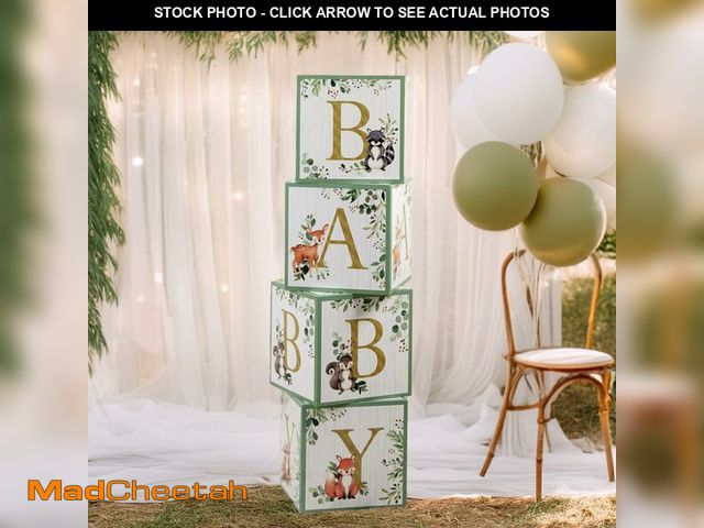 Lot 74-13544728 - Kate Aspen Woodland Baby Boxes With Letters For Baby Shower Decorations, Gender Reveal Decoration, P...