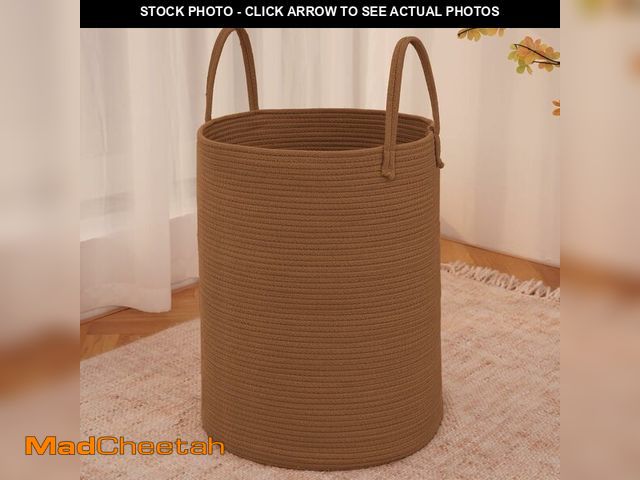 Lot 74-13041457 - JMvicyroam Large Woven Laundry Basket Hamper,80L Cotton Rope Storage Bin for Blankets,Toys and Cloth...