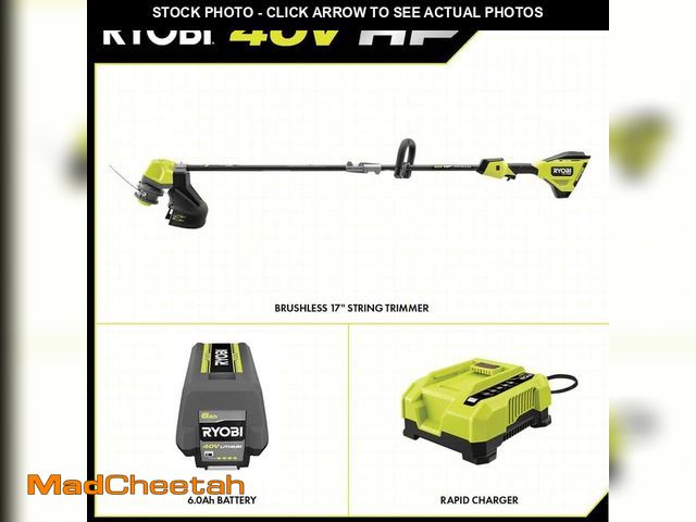 Lot 74-13663136 - RYOBI 40V HP Brushless Whisper Series 17 in. Cordless Battery Carbon Fiber Shaft String Trimmer w/ 6...