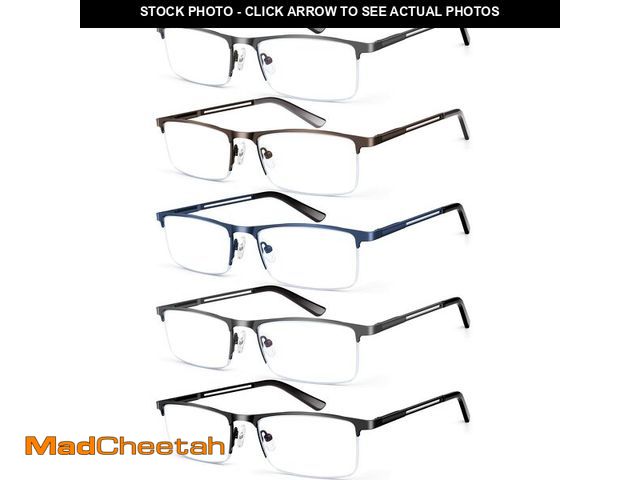 Lot 74-12702592 - KONHAGO Blue Light Blocking Reading Glasses for Men, Half Frame Metal Readers Spring Hinge Eyeglasse...