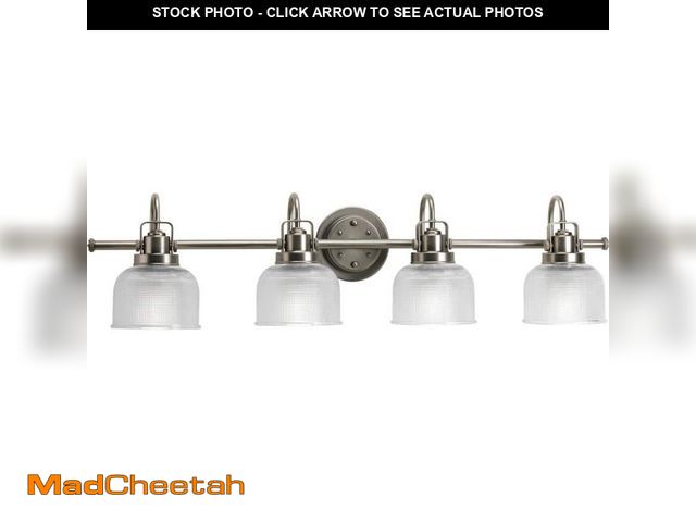 Lot 74-12773915 - Progress Lighting Archie Collection 35-1/2 in. 4-Light Antique Nickel Clear Double Prismatic Glass C...