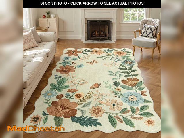 Lot 74-14149531 - Lahome Floral Living Room Rug, 5x7 Rugs for Bedroom Ultra-Thin Soft Washable Dining Room Rug, Non Sl...