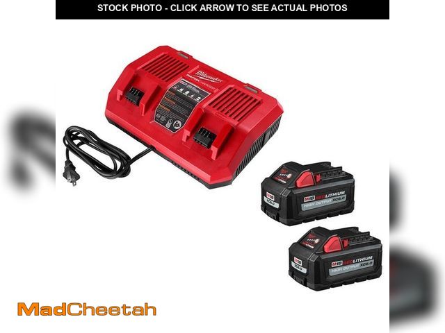 Lot 74-13108799 - Milwaukee M18 18-Volt Lithium-Ion Dual Bay Rapid Battery Charger with 6.0Ah Battery Pack (2-Pack) - ...
