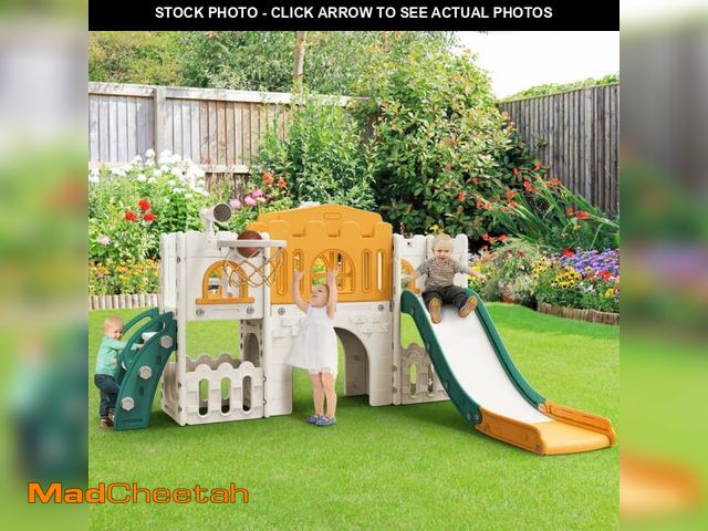 Lot 74-13606993 - WFUN 9 in 1 Outdoor Freestanding Kids Slide Set for Toddlers Age 1+, Playground Set for Backyard, Ye...