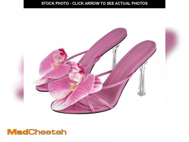 Lot 74-12182518 - sexytag Clear Kitten Heels Floral Print Thong Sandals Slip On Flower Stiletto Heels Open Toe Heeled ...