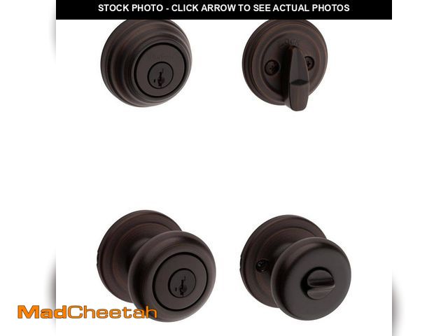 Lot 74-14596969 - Kwikset Juno Venetian Bronze Exterior Entry Door Knob and Single Cylinder Deadbolt Combo Pack Featur...