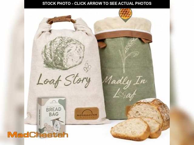 Lot 74-14210879 - LOAF STORY By Sourdough Whisper, Double Lock Reusable Beeswax Bread Bags, Fully Open Zipper + Roll T...