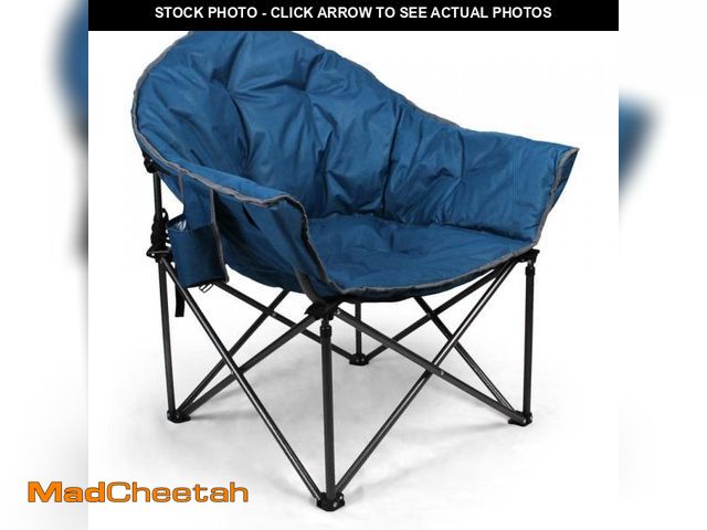 Lot 74-12517932 - PHI VILLA Folding Moon Camping Chair Heavy-Duty Saucer Chair With Carrying Bag Peacock Blue Pedded C...