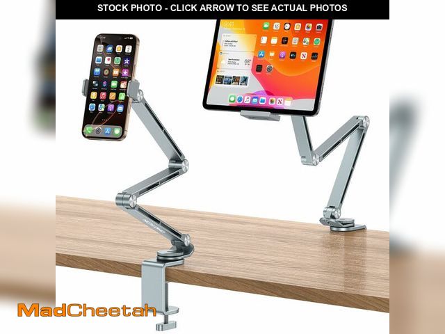 Lot 74-13963966 - OMOTON Tablet Stand for iPad with 360ÃÂ° Rotation, GH03 Aluminum Alloy Long Arm Phone Mount with 2 ...