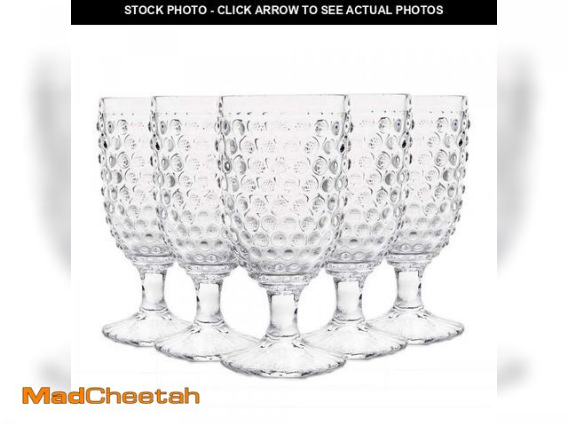 Lot 74-11550253 - G Hobnail Drinking Glasses 6 Set, 13.3 oz Vintage Water Goblets Iced Tea Beverage Goblets Hobnail Gl...